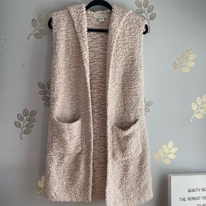 Rachel Zoe | Long Cream Sweater | Cardigan w/ hood & Pockets